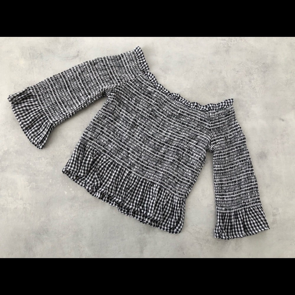 American Eagle Smocked Gingham Top NWOT